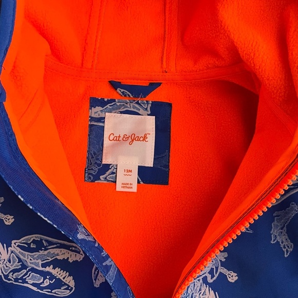 NWT Toddler Boy Dinosaur Print Softshell Jacket Cat & Jack Blue orange - Picture 8 of 10